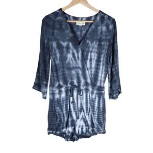 Cloth and Stone Womens Tie Dye Wrap Romper XS Blue Gray Boho Casual Street Style